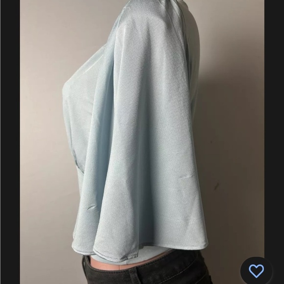 Anthropologie Blue Bell Sleeve Wrap Blouse - Picture 9 of 12